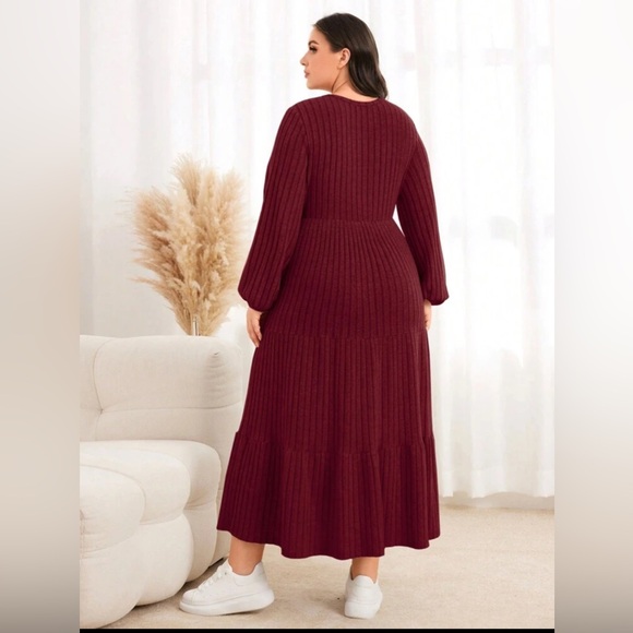 Red Lantern Long Sleeve Midi Dress - Picture 2 of 8